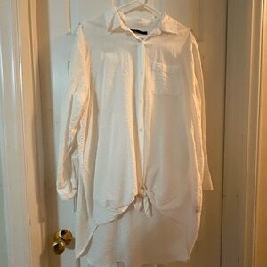 White Button-Up Shirt Dress